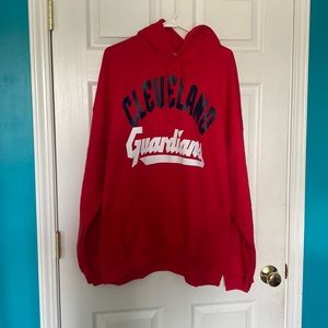 Red women’s cleveland guardians hoodie